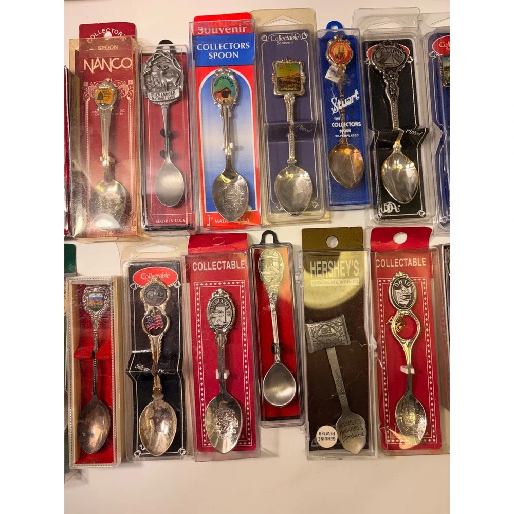 Vintage Souvenir Collector Spoon Lot 73+ Pcs States National Parks Hershey Pewte